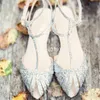 Dress Shoes Shining Sequined Flat Sandals Summer Est Peep Toe Silver Glitters Straps T-straps Bling Wedding ShoesDress