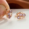 Hoop & Huggie Luxury Small Water Drop Stone Earrings Purple Crystal White Zircon Rose Gold Color Wedding For WomenHoop