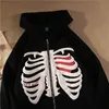 American Fashion -selling Skeleton Printing Anime Men Women Long-sleeved Zipper Hoodie Jacket Loose Streetwear Y2K Pullover 220817