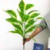 장식용 꽃 화환 60cm 18 포크 큰 인공 식물 플라스틱 몬 스테라 잎 열대 야자수 가짜 바나나 잎을위한 garde