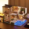 DIY Poppenhuis Houten Poppenhuizen Miniatuur Poppenhuis Meubelset Casa Muziek Led Speelgoed voor Kinderen Verjaardagscadeau K16