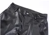 Black Mens High Street Straight Casual Pencil Faux Leather Pants