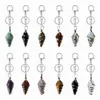 Healing Crystal Cone Pendant Key Ring for Bags Wire Wrapped Gemstone Pointed Keychain Real Natural Reiki Quartz Stone Jewelry for Women Girls