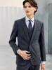 Men's Suits Men's & Blazers Men Luxury Suit Set Wedding Groom Prom Wear Grey Single Breasted Fashion Leisure Businessman Daily Clothing