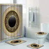 Luxury Gold 3D Geometric Greek Nyckelmönster Duschdraperi Set Floral slingrande prydnad Mandala Badrummattor Heminredning 180x200 2205709486