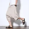 Baisse Hommes Harajuku Sarouel Hommes D'été Coton Lin Joggers Mâle Vintage Style Chinois Pantalons De Survêtement Modes 220325