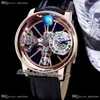 2022 Astronomia Tourbillon Swiss Quartz Mens Watch Rose Gold Blue Skeleton 3D Globe Dial Black Leather Strap Super Edition Pur263a