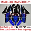 Corps de moisissure d'injection pour yamaha t-max500 TMAX-500 MAX-500 T 08-11 Bodywork 32NO.3 Tmax Max 500 TMAX500 MAX500 08 09 10 11 XP500 2008 2009 2010 Fairings Blue Black Black