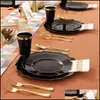 Dininar utensílios descartáveis ​​60 peças de festas de mesa preto vermelho com aro dourado plástico plástico sierware xícara conjunto de deus do dia de casamento