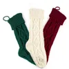 46cm Knitted Christmas Socks Christmas Tree Ornament Solid Color Children's Gift Candy Bag C0713x02