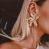 Stud Fashion Elegance Big Double Flower Boucles d'oreilles pour femmes exagérées en métal Floral Punk Statment JewelryStud