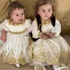 Kosovo e Albanese Abito da ragazza tradizionale floreale con giacca maniche lunghe appliques oro ragazza abito da sposa abito da ballo