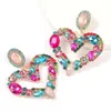 S2857 Fashion Jewelry Exaggerated Peach Heart Diamond Dangle Earrings Colorful Rhinestone Stud Earrings