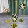 Decoratie vloer vaas goud metalen bloem vazen ​​tafel middelpunt voor huwelijk vintage bloemenstandaard kolommen voor bruiloft 358