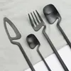 ディナーウェアセット18/10ステンレス鋼の食器セット16pcs/set black cutleryナイフフォークコーヒースプーンパーティーホームシルバーウェア