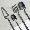 Yemek takımı setleri 18/10 paslanmaz çelik sofra seti 16pcs/set siyah çatal bıçak bıçağı çatalı kahve kaşık partisi ev gümüş eşyalar