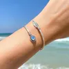 Bangle Creative Design Trend Simple dames Moonstone Bracelet Boho Style Fashion Charm Feather Jewelry Gifts For Herbangle Kent22