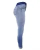 Zip Fly Ombre Ripped Skinny Jeans Kvinnor Hög midja Denim Pants -knappfickorna Solid färg Sexig Slim Ankel längd Jeans L220726