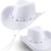 Basker vintage fedora hatt kvinnor män kände damer cowboy hattar fest nit-decor western stil topp motorhuven män cosplay hatberets