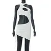 Casual Dresses Summer Street Going Out Club Wear Sexy Outfits For Women Irregular Cut Mini Bodycon Dress White Black DressesCasual
