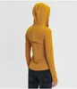 LU LU LEMONS Fijne Zip De Hoody Up Yoga-jas Lo Go Elastisch Gymsportjas met lange mouwen Fiess Hardloopkleding Sexy Slim Atheltics Clothing ng