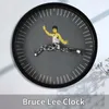 Horloges murales horloge noire Bruce Lee Style chinois décorations pour la maison ersonalité horloge ronde créativehorloges murales