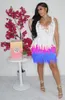 Sommer-Strickripp-Tassek-Minikleid für Frauen, sexy, durchsichtig, rückenfrei, mit Schnürung, Farbblock-Abdeckungskleider, Strandkleidung, Outfits W220615