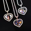 Chaînes glacées bonne mémoire images coeur double face po pendentif collier pour hommes femmes elle22