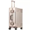 Suitcases Top Quality Aluminum Travel Luggage Business Trolley Suitcase Bag Spinner Boarding Carry On Rolling 20 24 26 29 Inch230n