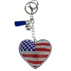 Diamond American Flag Keychain hanger hart Keychains Tassel Key Chain Creative Gifts Keyring