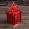 Boîte à bonbons lanterne en bois rouge chinois, coffrets cadeaux portables creux, emballage cadeau de mariage