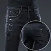 Märke män jeans smala fit mager denim designer elastiska raka stretchbyxor för 220718