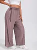 Pantalon grande taille pour femme, ceinture, été, élégant, jambes larges, élastique, ample, tricot côtelé, pantalon droit décontracté, bas 6XL 7XLWomen's