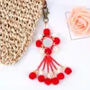 Keychains 1Pc Boho Ethnic Colorful Bead Hairball Shell Pendant Keychain Trend Joker Bag Car Drop Hanging Women Keyring E2278/E2709/E2722 Ene