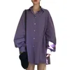 Chemisiers pour femmes chemises col Vintage chemise à manches longues femmes Blouse coréen élégant violet bouton ample haut pour femme Harajuku surdimensionné