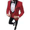 Brand New Rose Groom Tuxedos Châle Revers Slim Fit Garçons D'honneur Robe De Mariée Excellent Homme Veste Blazer 3 Pièces Costume Veste Pantalon Gilet Cravate 1291