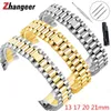 Cuved End Band For for Oyster Perpetual Replace Wrist Straps 13mm 17mm 20mm 21mm Stainless Steel Bracelet band H220419