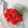 Couronnes de fleurs décoratives Simple Romantique Rouge Soie Rose Artificielle Pour La Maison De Mariage Saint Valentin Fête El Décoration Real Touch