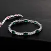 6mm Oval Zircon Bracelet Tennis Chain Men and Women's Rock Hip Hop Jewelry Pink Green Color