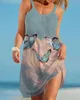 Spring Summer Large Size Sunflower Sling 3D Printing Urban Casual Women s Beach Skirt Mid waist Long Dress 220613