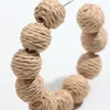 Hoop Huggie FEEL 2022 Boho handgemachte runde Rattan-Webart große Ohrringe für Frauen natürliche Holz Bambus Stroh Rebe Schmuck GeschenkHoop Kirs22