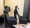 Últimas sandalias para mujer Tacón grueso Suela en punta Tobillo Correa delgada Combinación Hebilla Vestido Casual Banquete Moda Moda Bastante sexy Tamaño 35-42