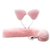 2pcs Set y Faux Fur Tail Metal Butt Wtyczka Śliczne uszy kota Pałąk do odgrywania Party Costume Prop dorosły seks