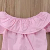 衣料品セットpudcoco girl set born baby kids girls plaid romper t-shirt tops Hole pant