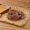 Bracelets de charme bohemia Chakra de couro espiritual Wrap w/ mix Stone Heart Shape 3 fios Bracelete Classic Jewelry Bijoux 2022 Lars22