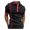 2022 Zomer Nieuwe Stripe Color Golf Polos T-shirt voor mannen Slim Fit Zipper Rapel Korte Mouw Casual Print Polos T-shirts 2022PLS-2