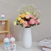 Couronnes De Fleurs Décoratives 1Bouquet 10 Têtes Artificielle Rose Pivoine Thé Camélia Soie Faux Flores Pour La Maison Jardin Décorer Fleur De Mariage R