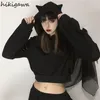 Frauen Hoodies Sweatshirts Hikigawa Cropped Frauen Harajuku Koreanischen Mit Kapuze Pullover Tops Verband Off Schulter Sexy 2022 Roap Mujer