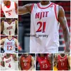 2021 مخصص NJIT هايلاندرز كرة السلة جيرسي NCAA كلية 4 زاك كوكز 2 Brinson 11 Shyquan Gibbs 21 Souleymane Diakite 14 Reily Walsh