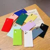 Soild Square Phone Caseカラフルな光沢のあるバックカバーiPhoneのシンプルなソフトTPUプロテクター13Pro Max 12 12Pro 11 11Pro X XS XR 7 7p 8 8plus